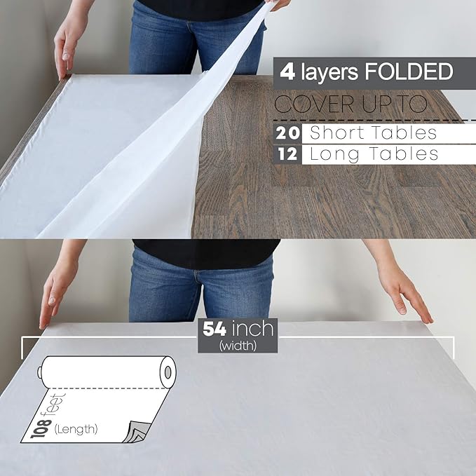 Neatiffy Disposable Plastic Table Cloth Roll | 54 in x 108 Ft Waterproof - Image 6