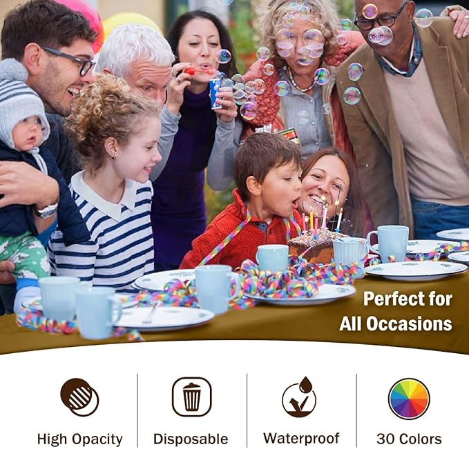 Party Solids Pack Of 12 Premium Plastic Tablecloth 54 Inch x 108 Inch Rectangle - Image 5