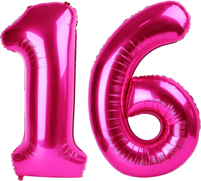 40 Inch Hot Pink 16 Number Balloon by Upgesy