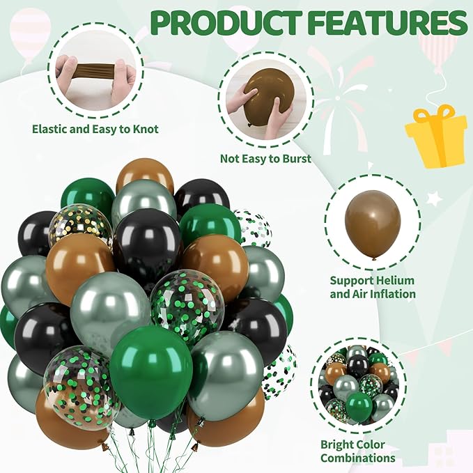 Paready Green and Brown Balloons - Image 3