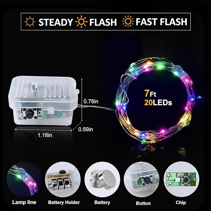 Aogist Led Fairy Lights 3 Modes Battery Operated String Lights Waterproof - Image 6