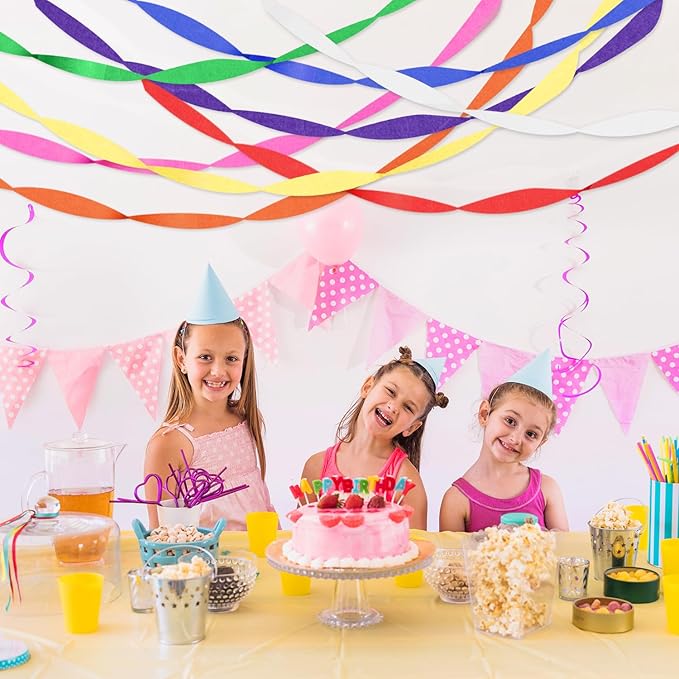 Crepe Paper Streamers 8 Rolls 656ft, Pack of Rainbow Assorted Colored Party - Image 2