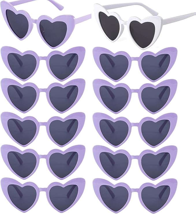 Bachelorette Party Favor Sunglasses 6 Pack, Retro Cat Eye Heart Sunglasses by Kmopom