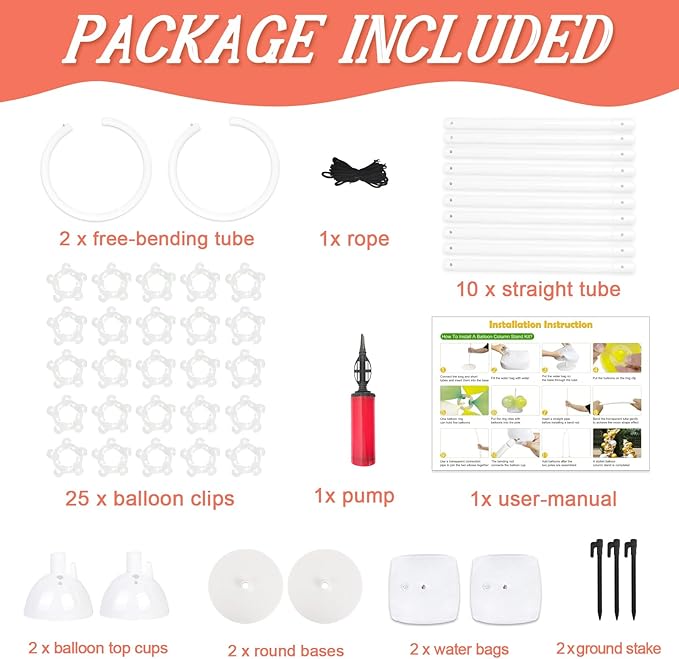 AerWo Balloon Arch Kit 8.2FT & 6FT, Free Bending Top Half Balloon Arch Stand - Image 6