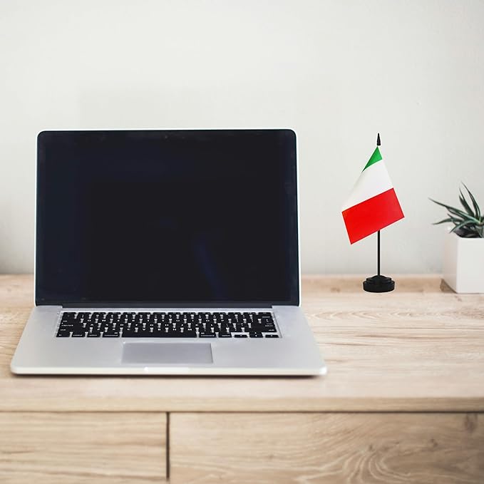 2 Pack Italy Desk Flag Set, Italian Desktop Small Miniature Table Office Flag - Image 5