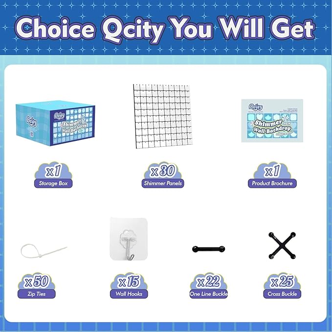 Qcity Matte White Sequin Wall Backdrop 30PCS, Square Sequin Glitter Backdrop - Image 2