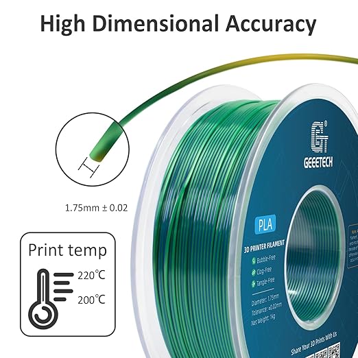 Geeetech 3D Printer Silk PLA Dual Color Filament, Metal-Like Shiny Silk - Image 3