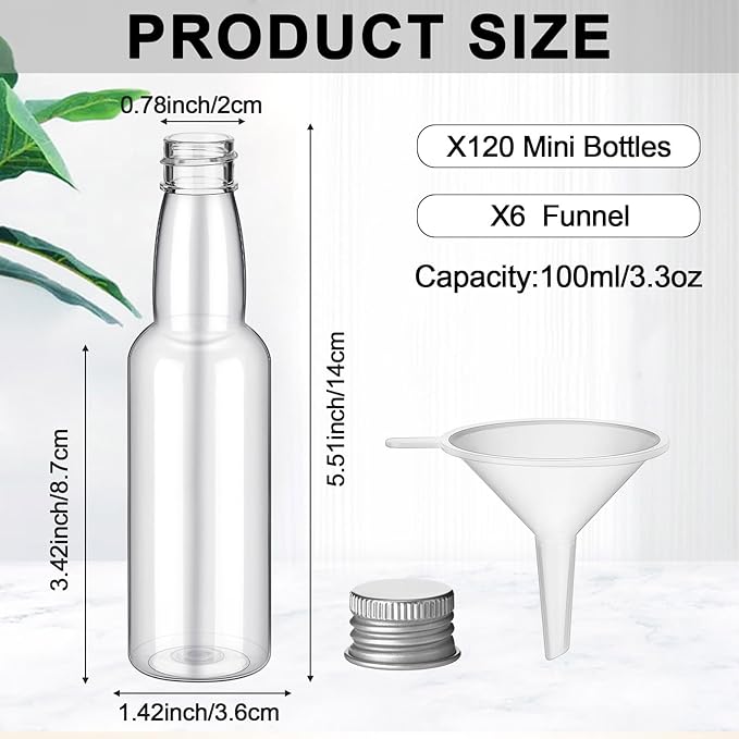 120 Pcs Mini Liquor Bottles Airtight Shot Miniature Empty Plastic Alcohol - Image 2