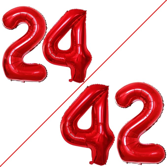 GOER Number 24 Balloons for 24th Birthday Party Decorations, 42 Inch Jumbo Foil by GOER