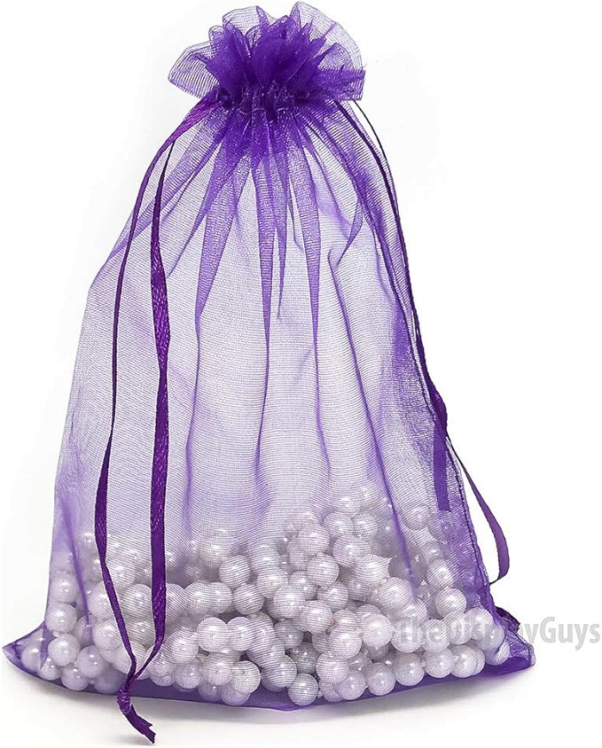 TheDisplayGuys 100-Pack 6x8 Purple Sheer Organza Gift Bags - Image 3