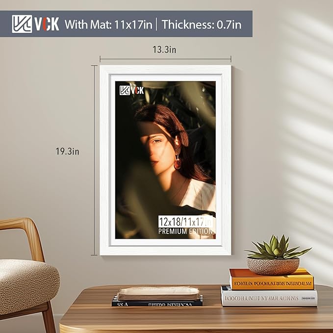 VCK 12x18 Frame, Textured White Wood Poster Frame - Image 2