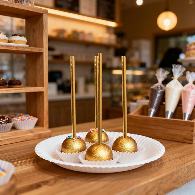 Gold Paper Straws, Disposable Drinking Straws - Image 3