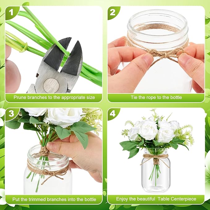 6 Set Centerpiece Table Decorations Mason Jar Table Centerpiece - Image 8