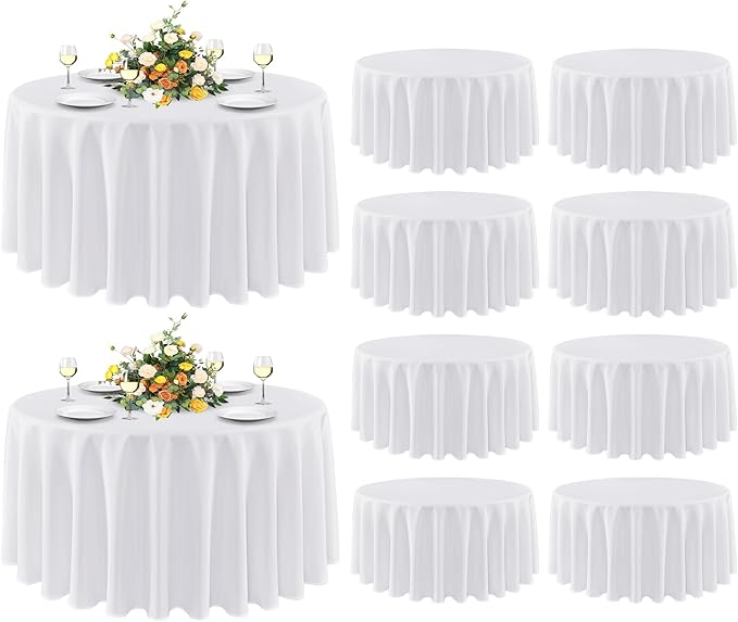 sancua 10 Pack Round Tablecloth White 90 Inch by sancua
