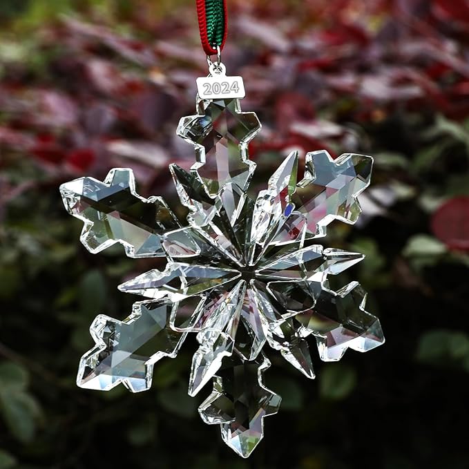 2024 Annual Edition Crystal Snowflake Ornament Christmas Ornament Home Decor - Image 5