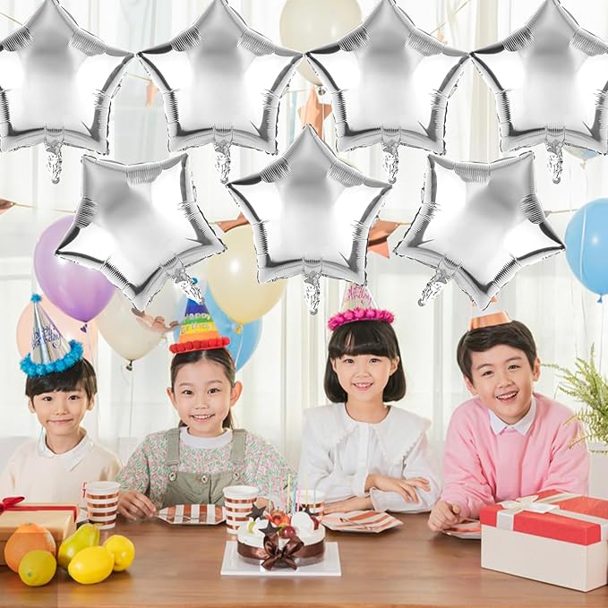 50 Pieces 10" Silver Foil Star Balloons - Image 7