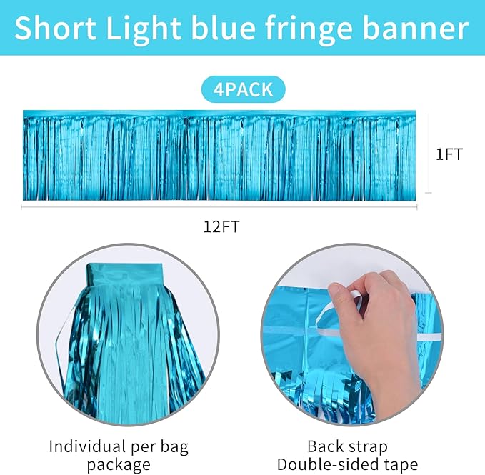 Light Blue Birthday Decorations Tinsel Garland Parade Float Decorations - Image 2