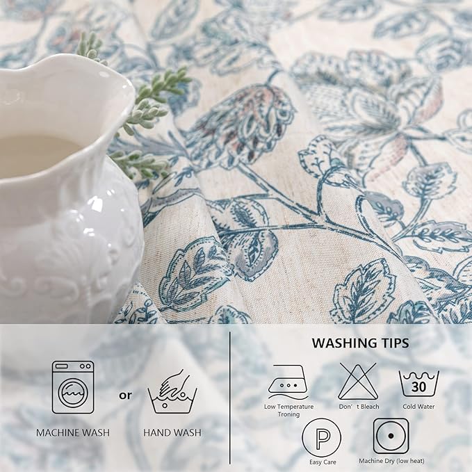 MYSKY HOME Waterproof Tablecloth Rectangle 60x102 Inch Rustic Burlap Tablecloth - Image 4