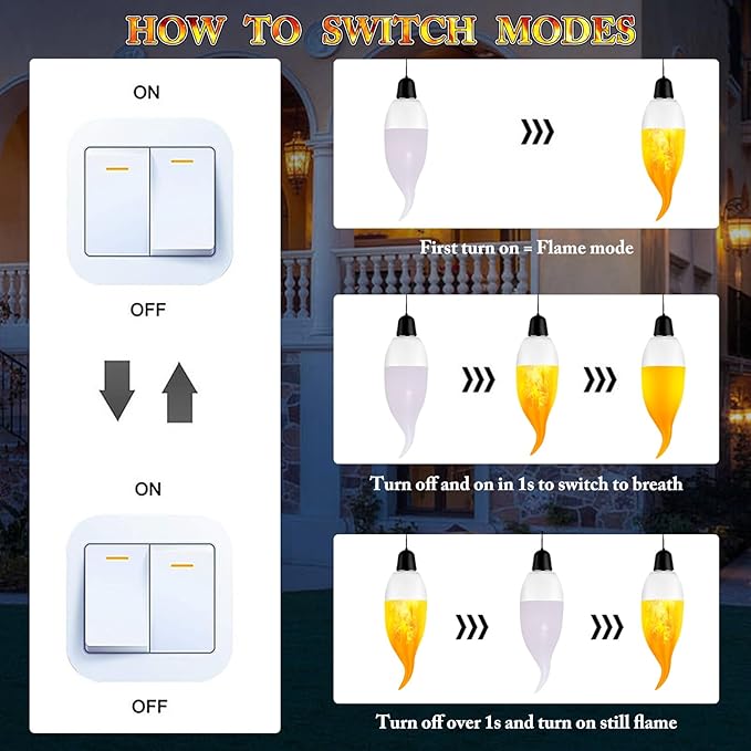 E12 LED Flickering Candelabra Flame Effect Light Bulbs - Image 7