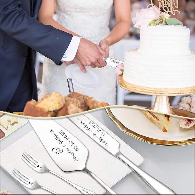 Custom Wedding Cake Knife and Server Set Personalized Cake Cutter - Image 4
