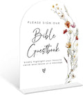 Boho Floral Bible Guest Book Sign, 6 x 8 Inch White Arch Acrylic Wedding Sign by Qoqxjodd