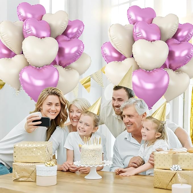Purple Cream White Heart Balloons - Image 6