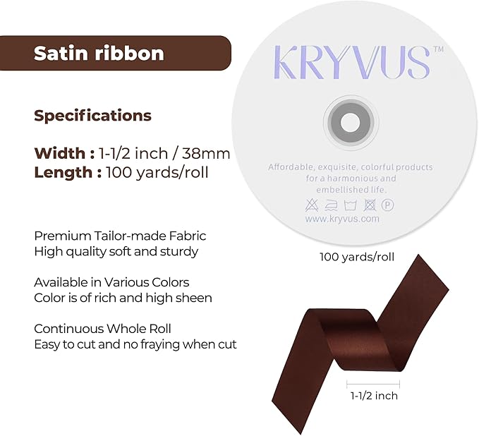 Dark Brown Satin Ribbon 1-1/2 inch X Continuous 100 Yards, Single Face - Image 3