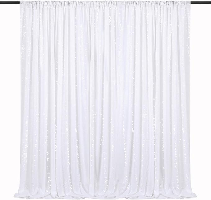 White Sequin Backdrop Curtain 7ft x 7ft Party Backdrop Curtains Sparkly Photo by QueenDream