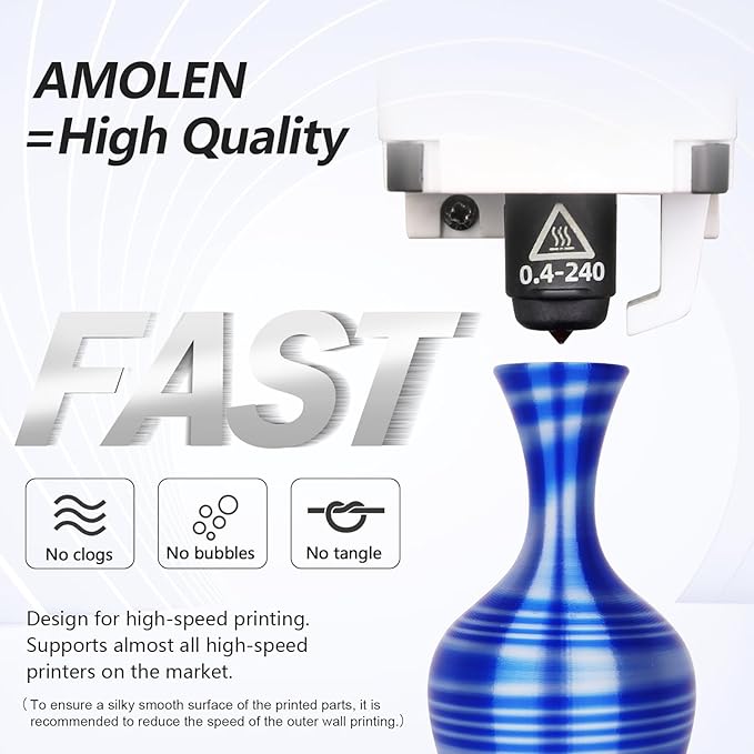 AMOLEN Silk PLA 3D Printer Filament Bundle, Shiny Fast Color Change 3D Printing - Image 7