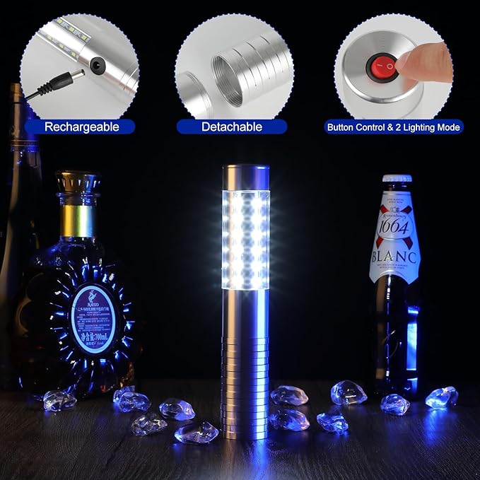 WILON Bottle Service Lights Rechargeable Bottle Service Sparklers Reusable - Image 3