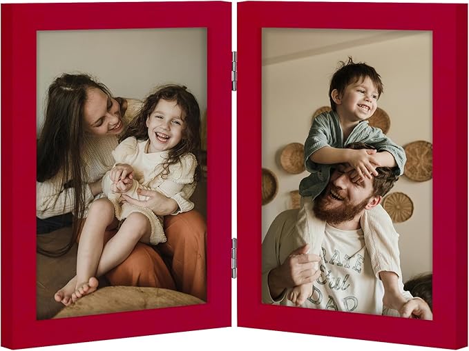 decorUhome Double 5x7 Picture Frame Vertical, Engineered Wood Bifold Photo Frame by decorUhome