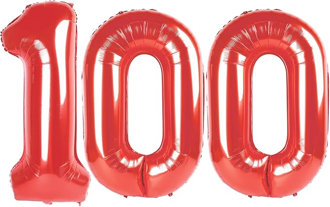 Red 100 Number Balloon by Upgesy