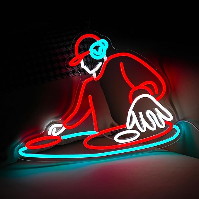 DJ Player Neon Sign Bar Neon Light Wall Decor 16.5 * 12.6 Inch LED DJ Light Up - Image 5