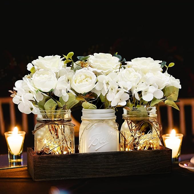 Mason Jar Lights Centerpiece for Table, Mason Jar Centerpiece Table Decor for - Image 6