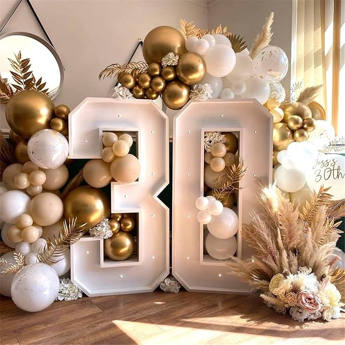 Beige White Gold Balloons - Image 3