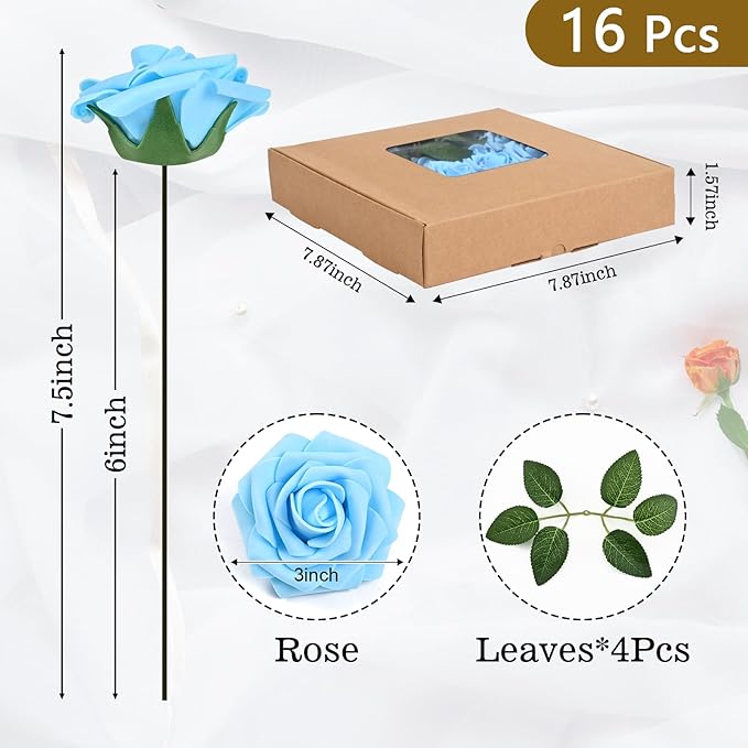 BLEUM CADE 16Pcs Artificial Flowers Fake Roses - Image 3