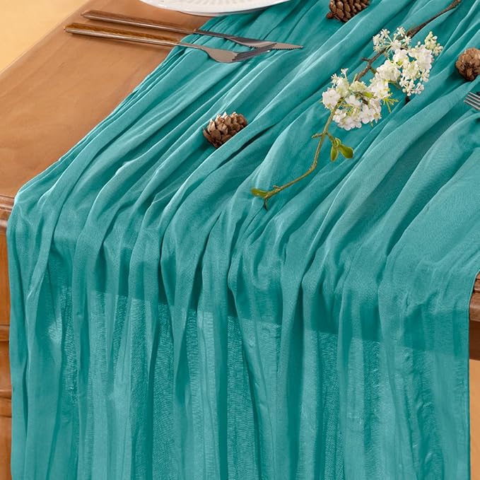 Teal Table Runner Cheesecloth Table Runners 10FT Farmhouse Table Runners 120 by LINXTAR