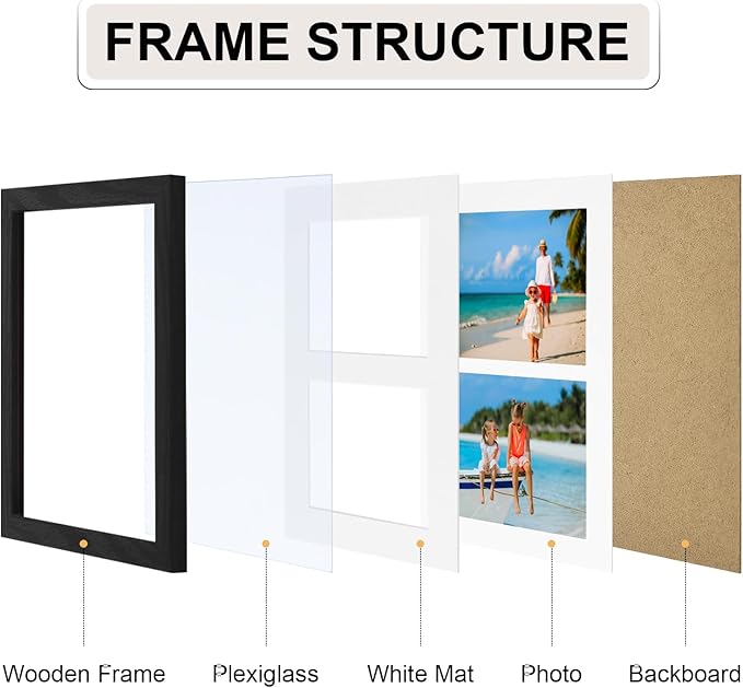 Vittanly 8x10 Collage Picture Frame, Displays 2Pcs 4x6 Pictures - Image 3