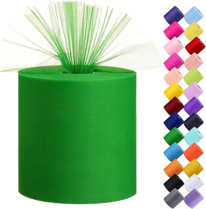 Tulle Fabric Roll, 6” by 200 Yards Tulle Organza Fabric Spool by ICOSHOW