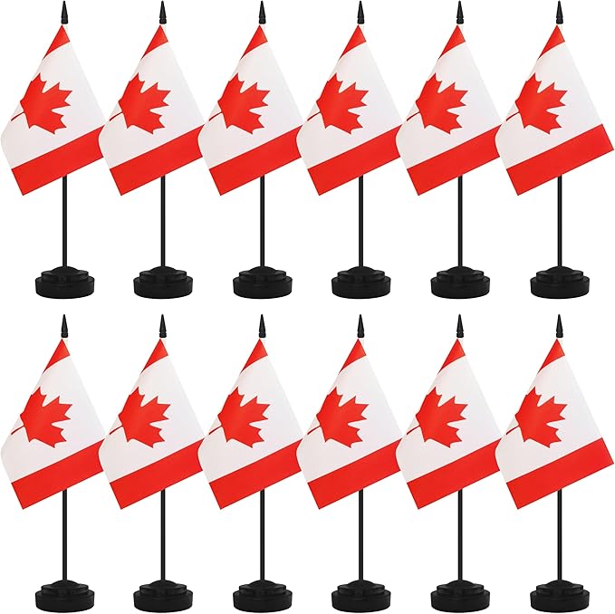 12 Pack Canada Desk Flags, Canadian Desktop Flag, Small Miniature Office Flags by Unknown