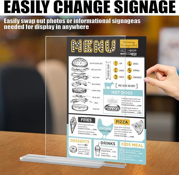 YULEER 8 Pack Acrylic Sign Holder 8.5x11, Plastic Paper Frame - Image 7