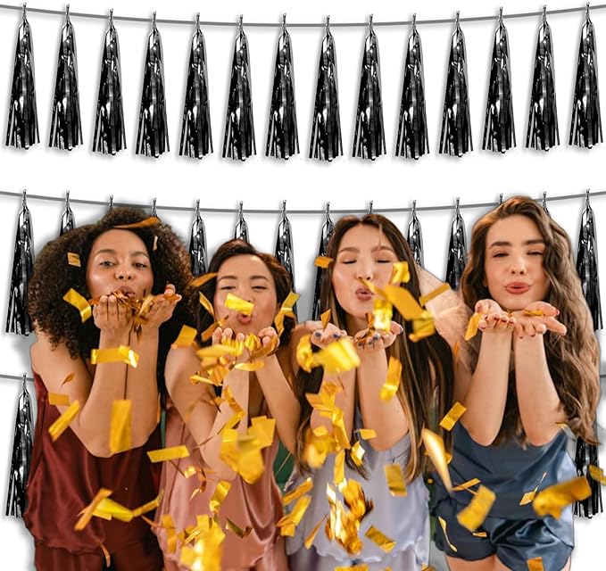 3P Metallic Fringe Tassel Banner Garland Foil Tinsel Streamer Wall Hanging - Image 6