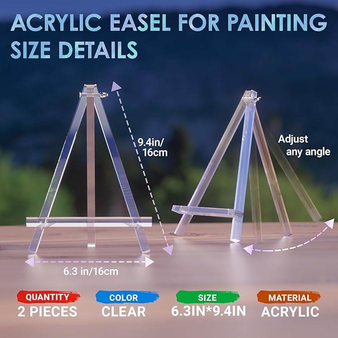 9 inch Acrylic Easel for Painting, 6 Pack Easel Stand for Wedding Signs - Image 2
