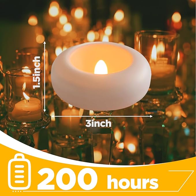 24 Pack 3” Flameless LED Floating Candles, Water-Activated Battery Operated - Image 2