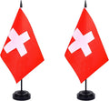 Switzerland Desk Flag 12" Solid Pole Deluxe Set Swiss Flags Banner Mini Small by Unknown