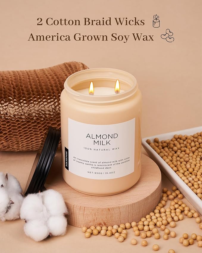 M&SENSE Almond Milk Scented Candles - Image 3