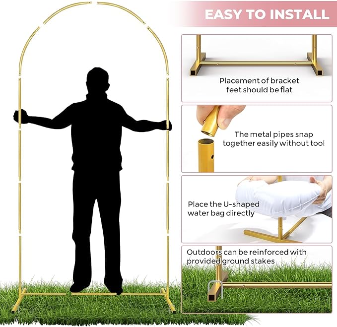 Gold Metal Arch Backdrop Stand Set of 2 - Image 4
