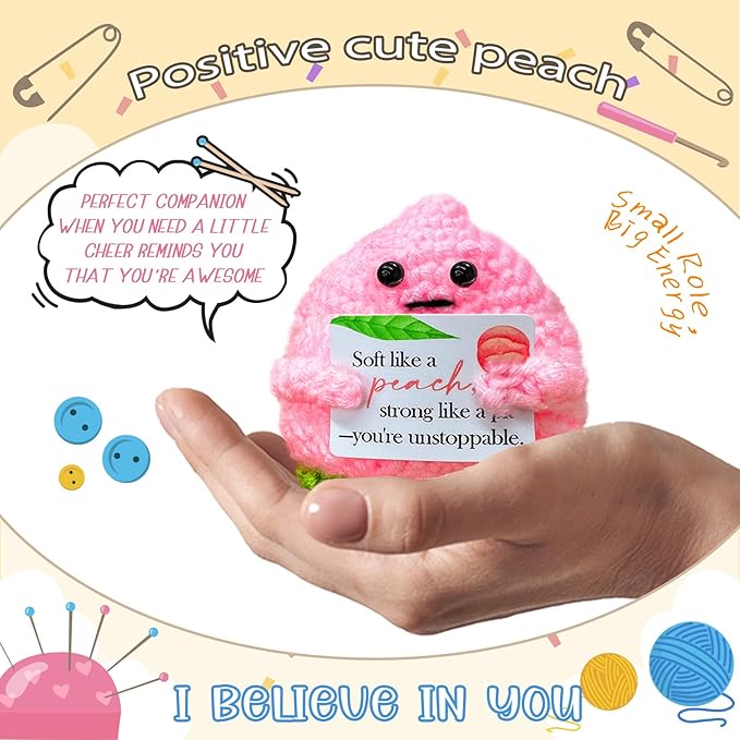 Emotional Support Crochet Peach, Lovely Gift - Image 3