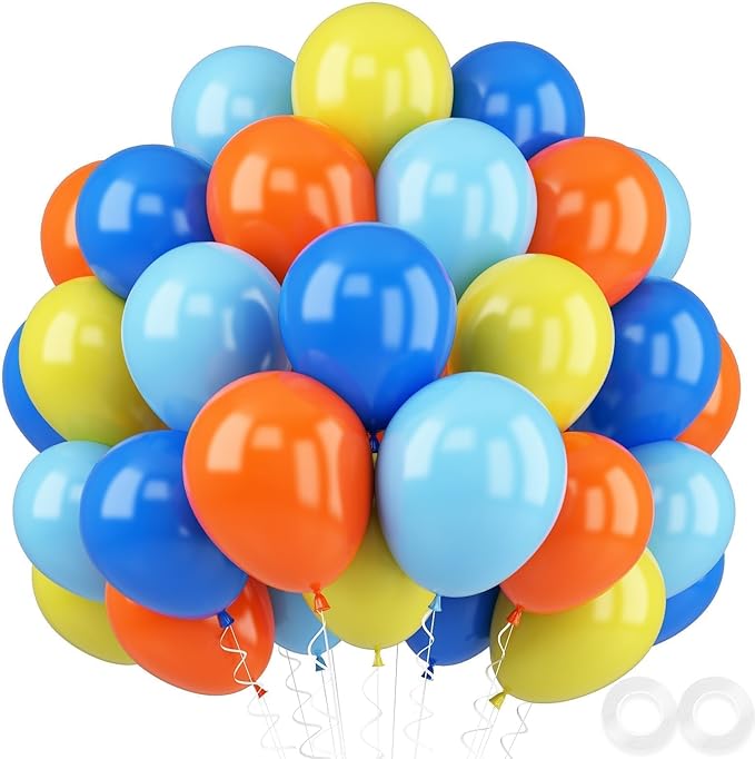Blue Orange Yellow Balloons, Colorful Birthday Balloons by FEYG