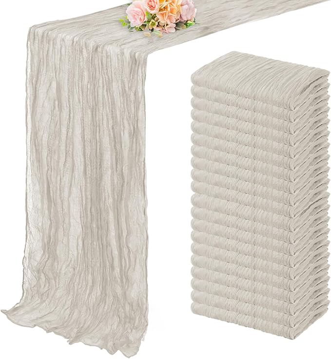 20 Pack Rose Brown Cheesecloth Table Runner 10FT Rustic Gauze Fabric Cheese by FoliafeelHome